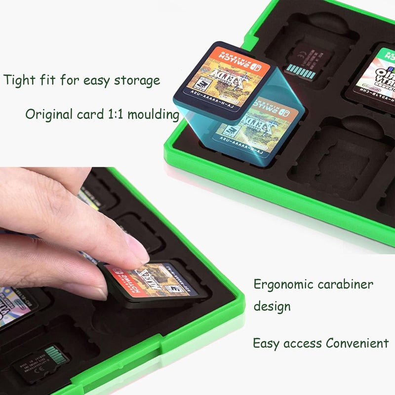 doepeBAE Switch Game Card Case - Portable Hard Shell Storage with 12 Card Slots (M Green) - Image 3